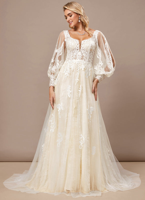 Robe Trapèze De Mariée Éthérée - gallery 3