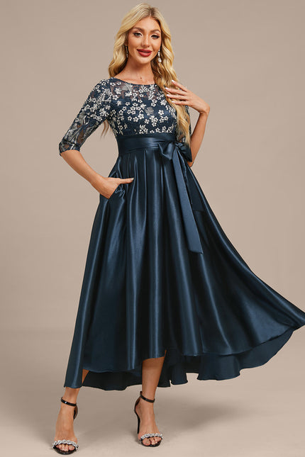Robe Trapèze Satinée Florale