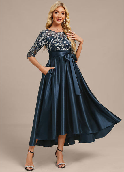 Robe Trapèze Satinée Florale