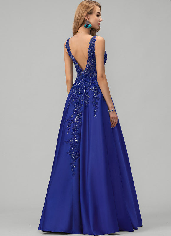 Robe Trapèze Satin Bleu Mystique - gallery 3
