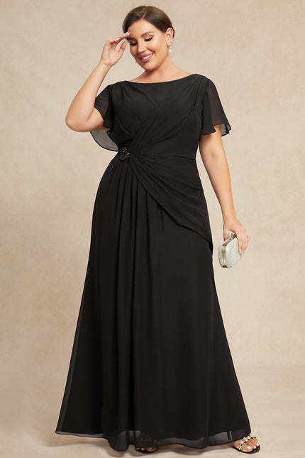 Robe Trapèze Noire Plissée Mousseline - gallery 7