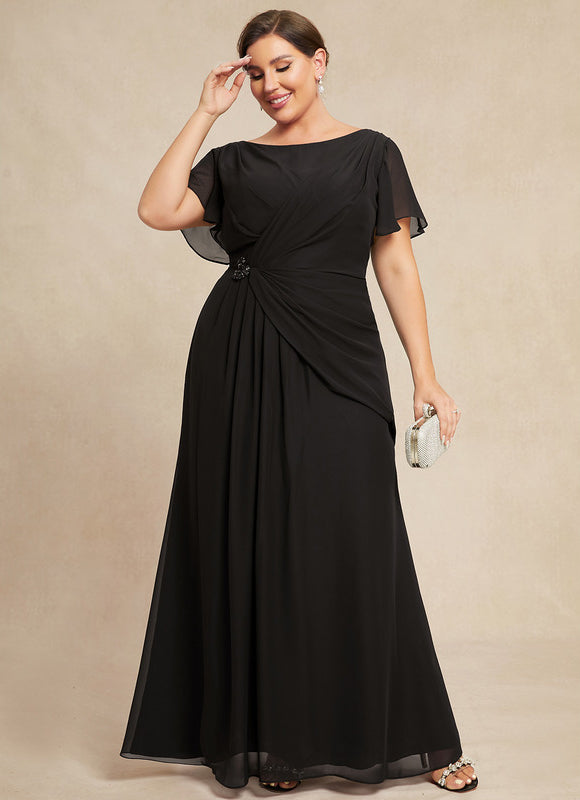 Robe Trapèze Noire Plissée Mousseline - gallery 7