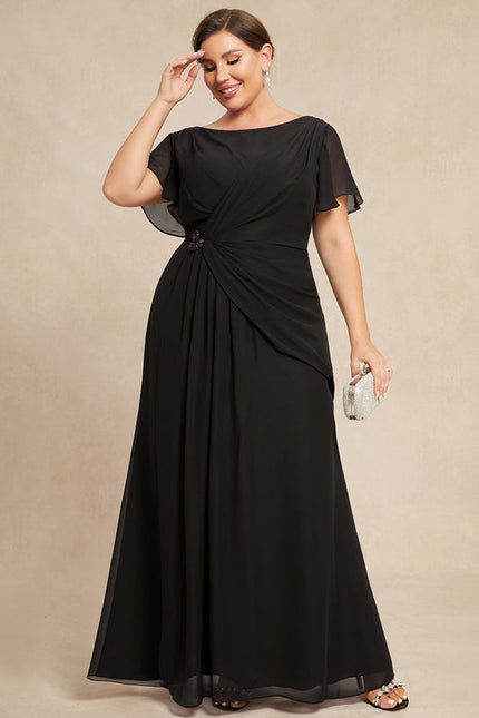 Robe Trapèze Noire Plissée Mousseline - gallery 7