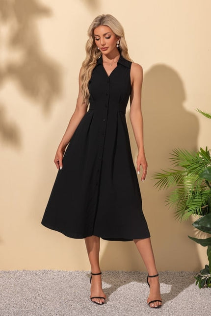 Robe Trapèze Élégante Noire - gallery 5