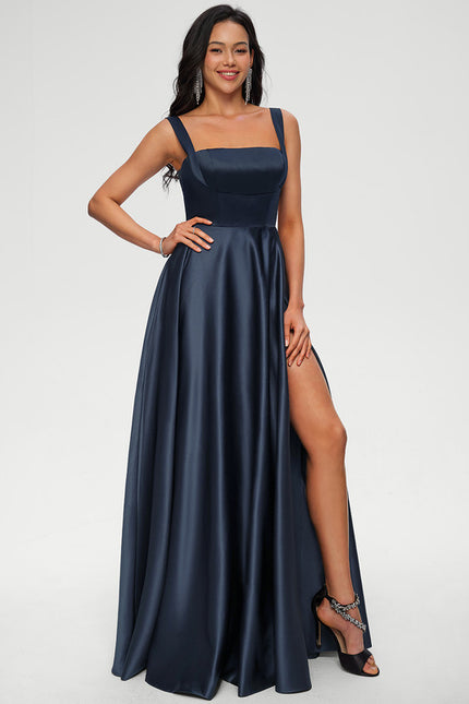 Robe Trapèze Nuit De Satin Profond - gallery 4