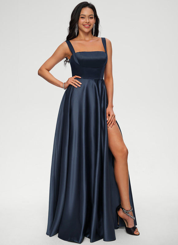 Robe Trapèze Nuit De Satin Profond - gallery 4
