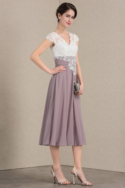 Robe Trapèze Violet Éclat Satiné - gallery 3