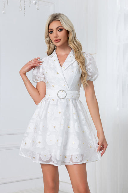 Robe Trapèze Écrue Fleurie