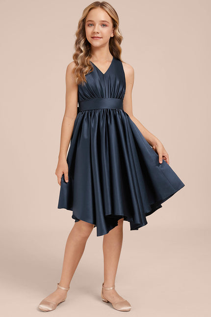Robe Trapèze Satin Marine Chic