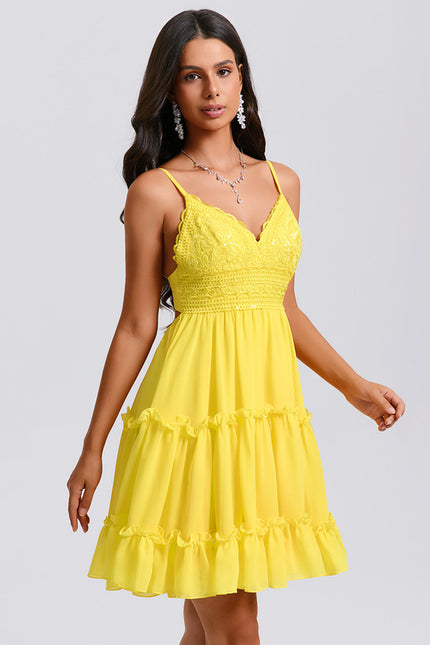 Robe Trapèze Jaune Flottante - gallery 5