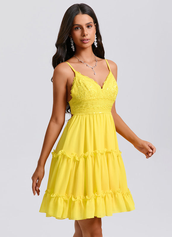 Robe Trapèze Jaune Flottante - gallery 5