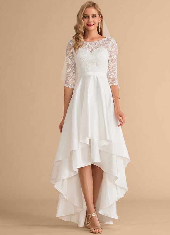 Robe Trapèze Élégance Dentelle Satinée