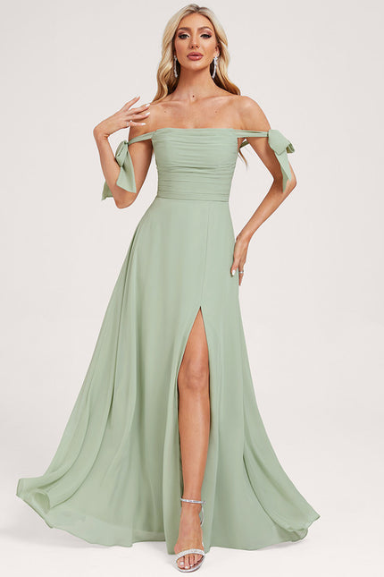 Robe Trapèze Vert Doux Satiné - gallery 1