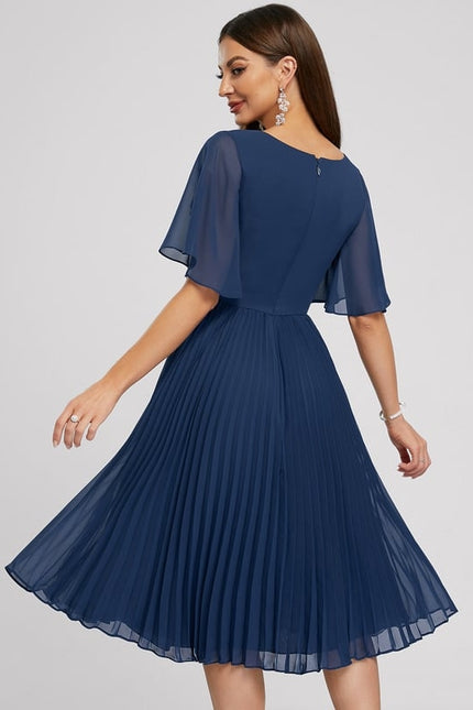 Robe Trapèze Nuit Marine Plissée - gallery 5