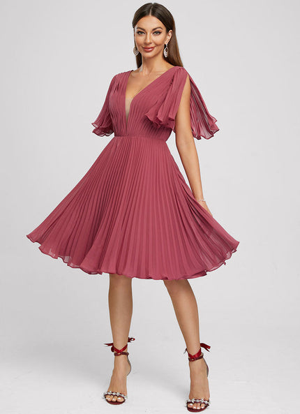 Robe Trapèze Nuit Marine Plissée