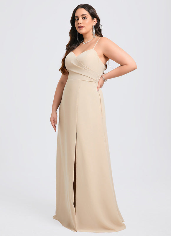 Robe Trapèze Longue Beige Élégante - gallery 6