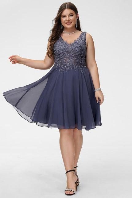 Robe Trapèze Bleu Soirée Chic - gallery 6