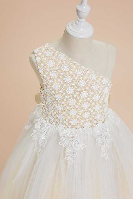 Robe Trapèze Nœud Écru Tulle - gallery 1