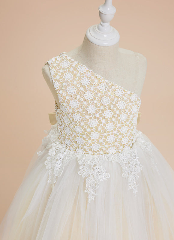 Robe Trapèze Nœud Écru Tulle - gallery 1