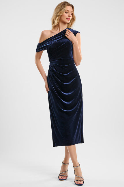 Robe Trapèze Velours Asymétrique - gallery 1