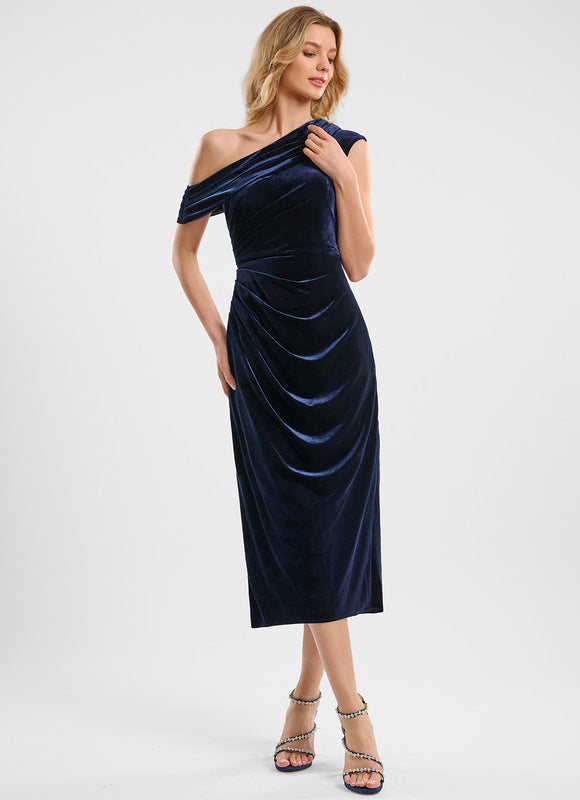 Robe Trapèze Velours Asymétrique - gallery 1