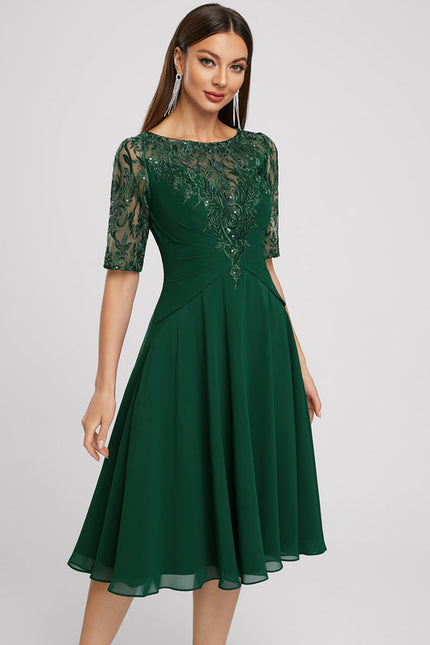 Robe Trapèze Cocktail Émeraude - gallery 2