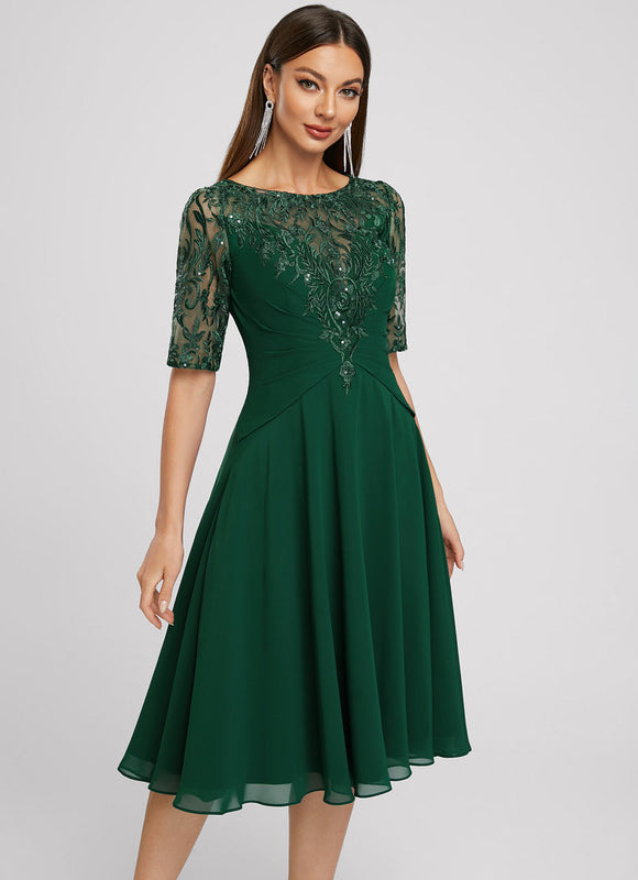 Robe Trapèze Cocktail Émeraude - gallery 2