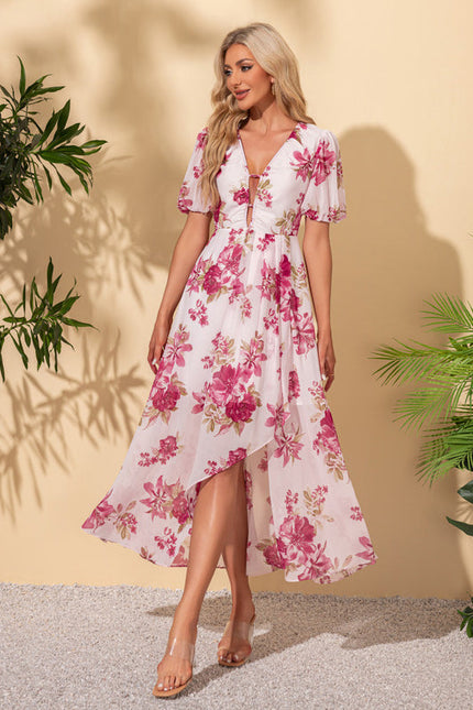 Robe Trapèze Nuit Fleurie Asymétrique - gallery 2
