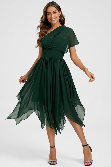 Robe Trapèze Mousseline Émeraude - gallery 3