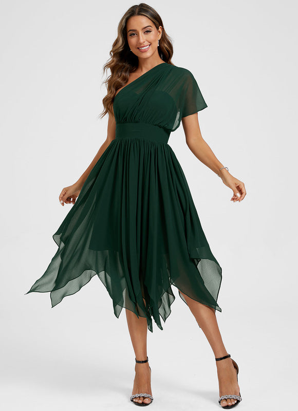 Robe Trapèze Mousseline Émeraude - gallery 3