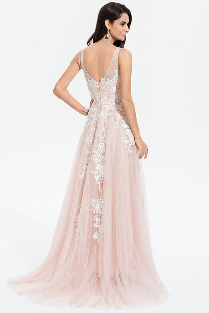 Robe Trapèze Blush Nude Avec Tulle - gallery 1