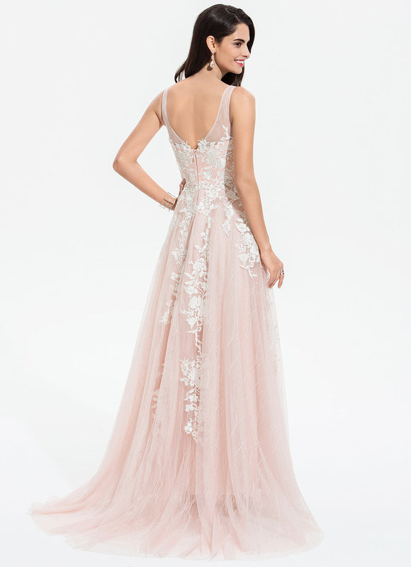 Robe Trapèze Blush Nude Avec Tulle - gallery 1