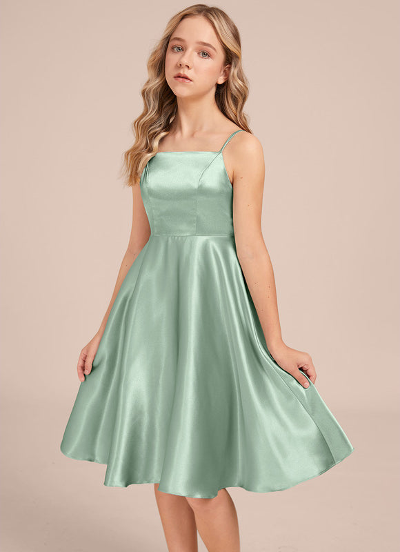 Robe Trapèze Satinée Menthe Douce - gallery 2