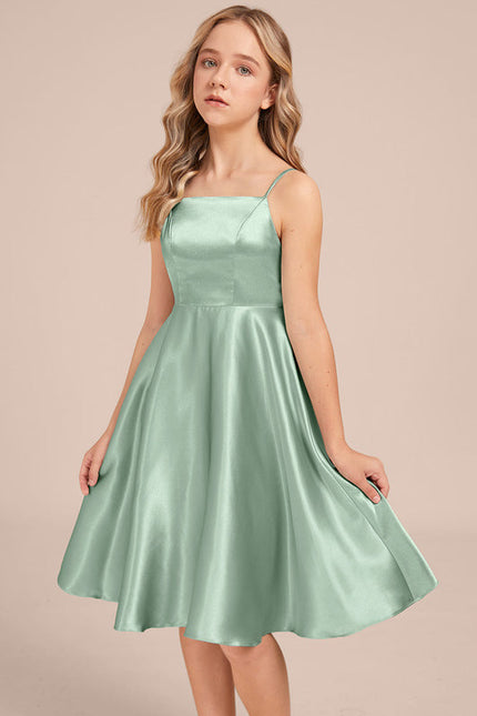 Robe Trapèze Satinée Menthe Douce - gallery 2