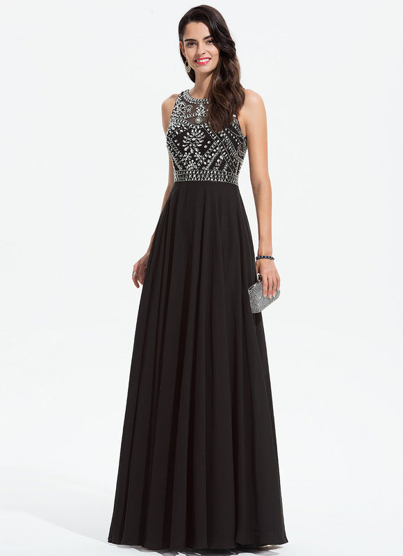 Robe Trapèze Noir Élégant Flottant - gallery 4