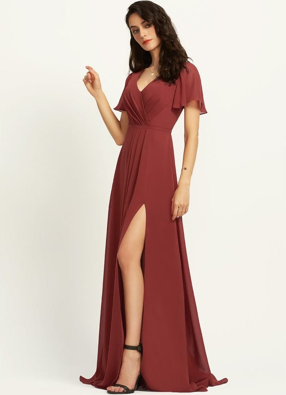 Robe Trapèze Longue Beige Élégante - gallery 2