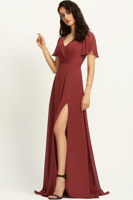 Robe Trapèze Longue Beige Élégante - gallery 2
