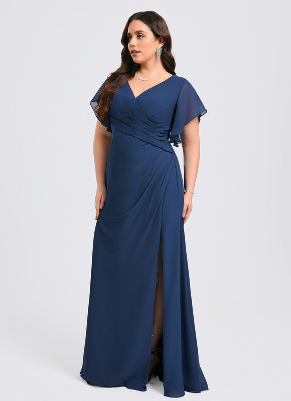 Robe Trapèze Mousseline Fendue - gallery 7