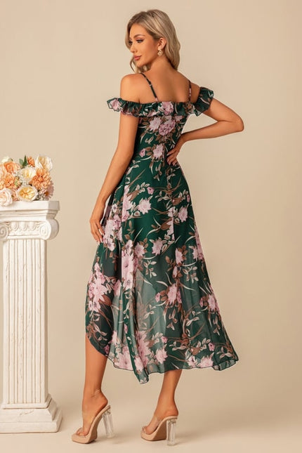 Robe Trapèze Élégance Florale Émeraude - gallery 5
