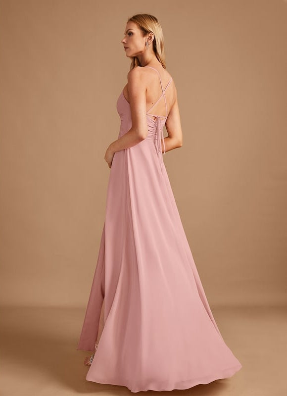 Robe Trapèze Longue Beige Élégante - gallery 5