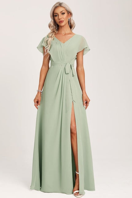 Robe Trapèze Mousseline Fendue - gallery 5