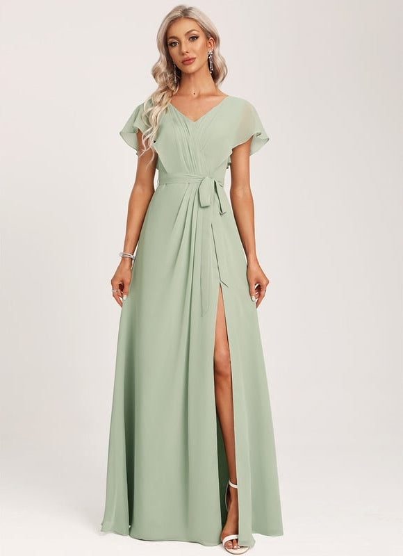 Robe Trapèze Mousseline Fendue - gallery 5