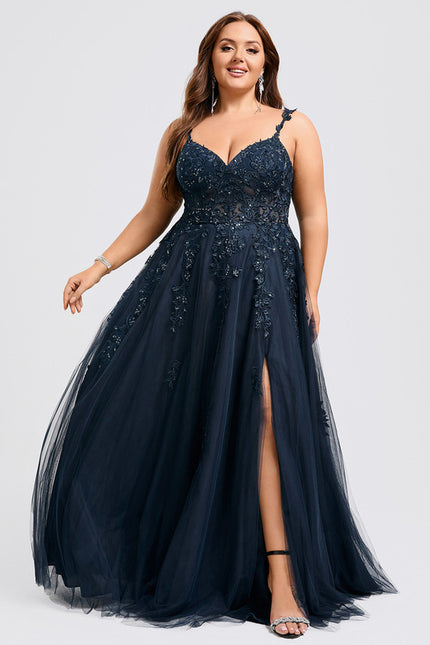 Robe Trapèze Bleu Lumineux Tulle - gallery 5