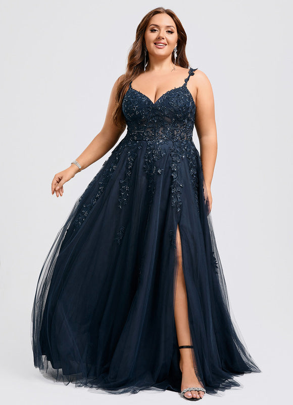 Robe Trapèze Bleu Lumineux Tulle - gallery 5