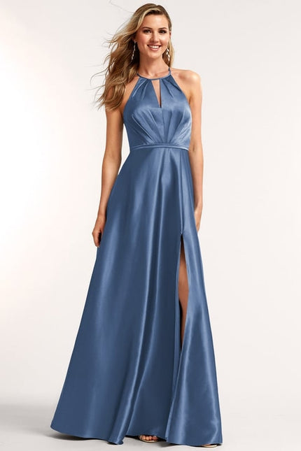 Robe Trapèze Satinée Azur