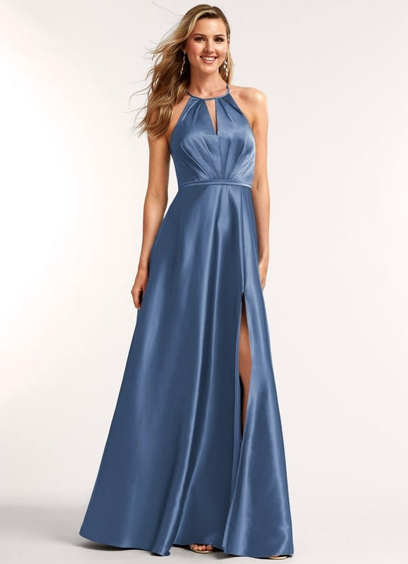 Robe Trapèze Satinée Azur