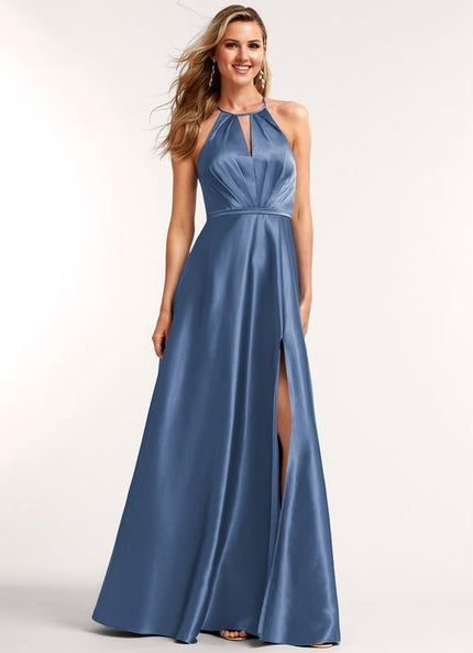 Robe Trapèze Satinée Azur