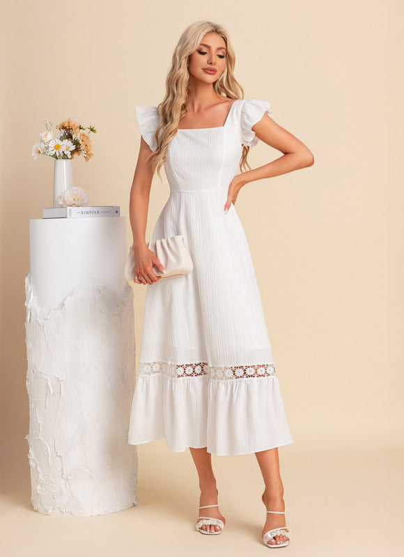 Robe Trapèze Flottante Blanche - gallery 5