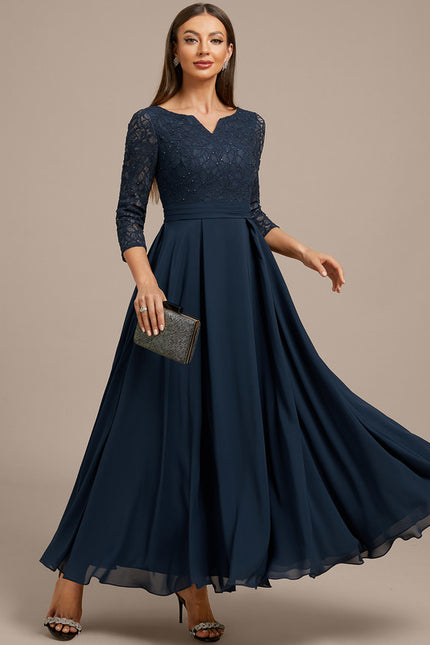 Robe Trapèze Élégance Marine Dentelle - gallery 6