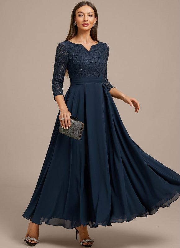 Robe Trapèze Élégance Marine Dentelle - gallery 6